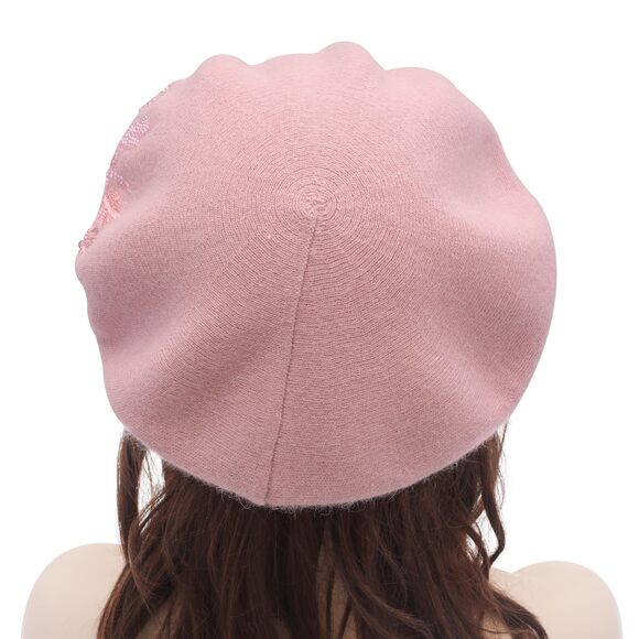 9724 Womens French Beret Hat Reversible Knitted Thickened Warm Cap For Ladies main image 6